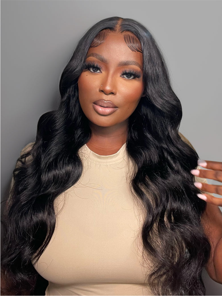 Natural For Hair Pre Series 13x4 Black Body Wave Wig With 100% Human Hair