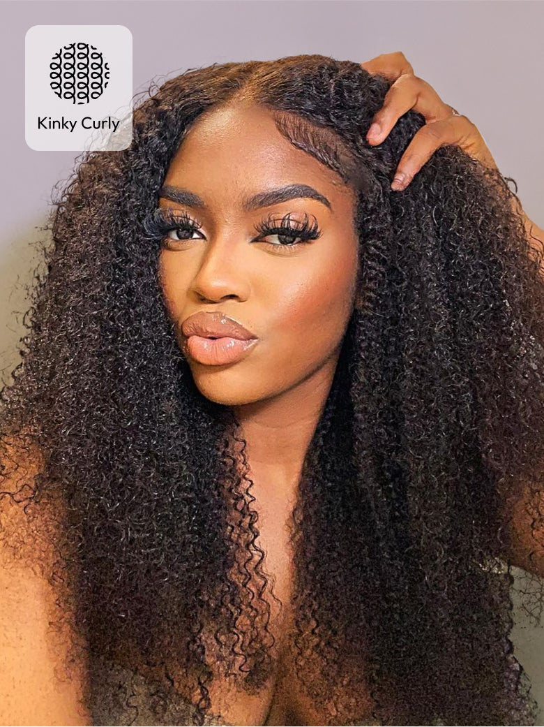 Natural For Hair 13x0.5 T Mid Part Black & Reddish Brown Jerry&Kinky Curly Wig With 100% Human Hair