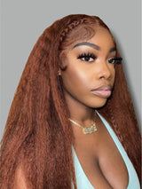 Natural For Hair 13x4 Black & Reddish Brown Kinky Straight Wig With 100% Human Hair