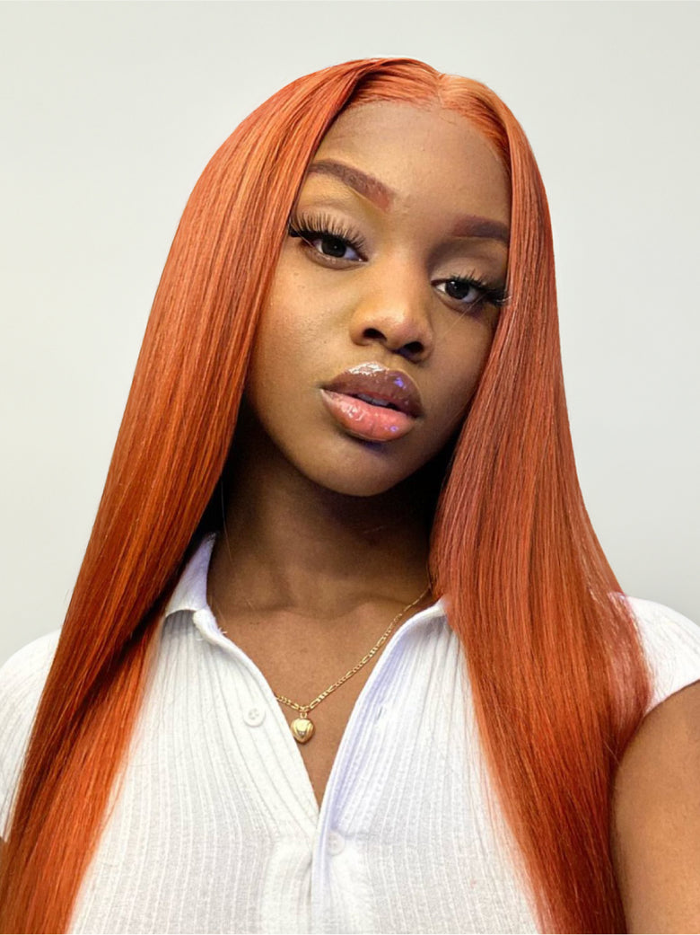 Natural For Hair Pre Series 5x5 Ginger Straight Wig With 100% Human Hair