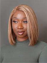 Natural For Hair Pre Series 4x4 Black & Highlight Straight Bob Wigs With 100% Human Hair