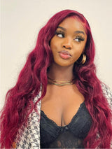 Natural For Hair Pre Series 13x4 Burgundy & Reddish Brown Body Wave Wig With 100% Human Hair