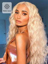 Natural For Hair 13x4 Blonde & Ginger Water & Deep Wave Wig With 100% Human Hair