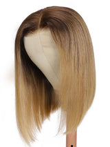 Natural For Hair Pre Series 4x4 Black & Highlight Straight Bob Wigs With 100% Human Hair