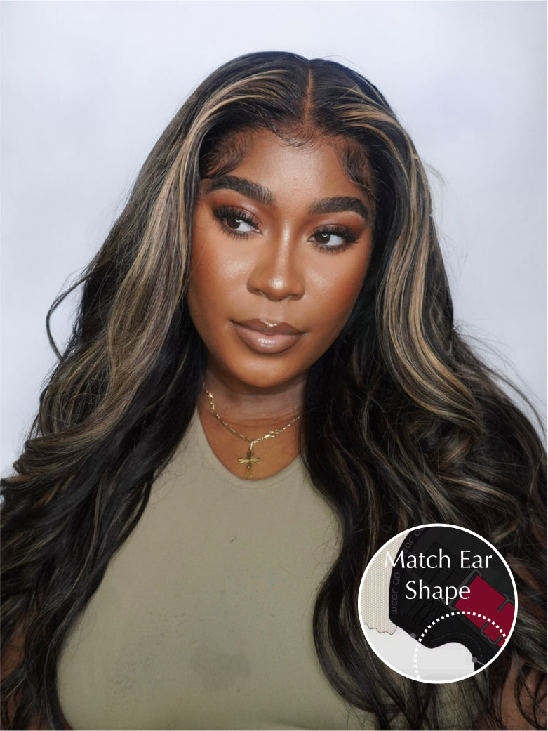 Natural For Hair Pre Series 7x5 Blonde Highlight Body Wave Wig With 100% Human Hair