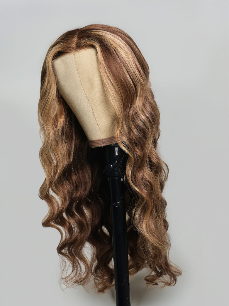 Natural For Hair Pre Series 7x5 Blonde & Highlight Body Wave Wig With 100% Human Hair