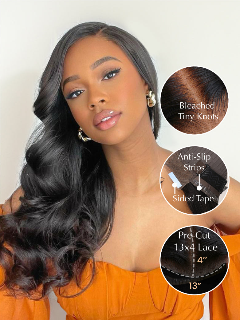 Natural For Hair Pre Series 13x4 Black Body Wave Wig With 100% Human Hair