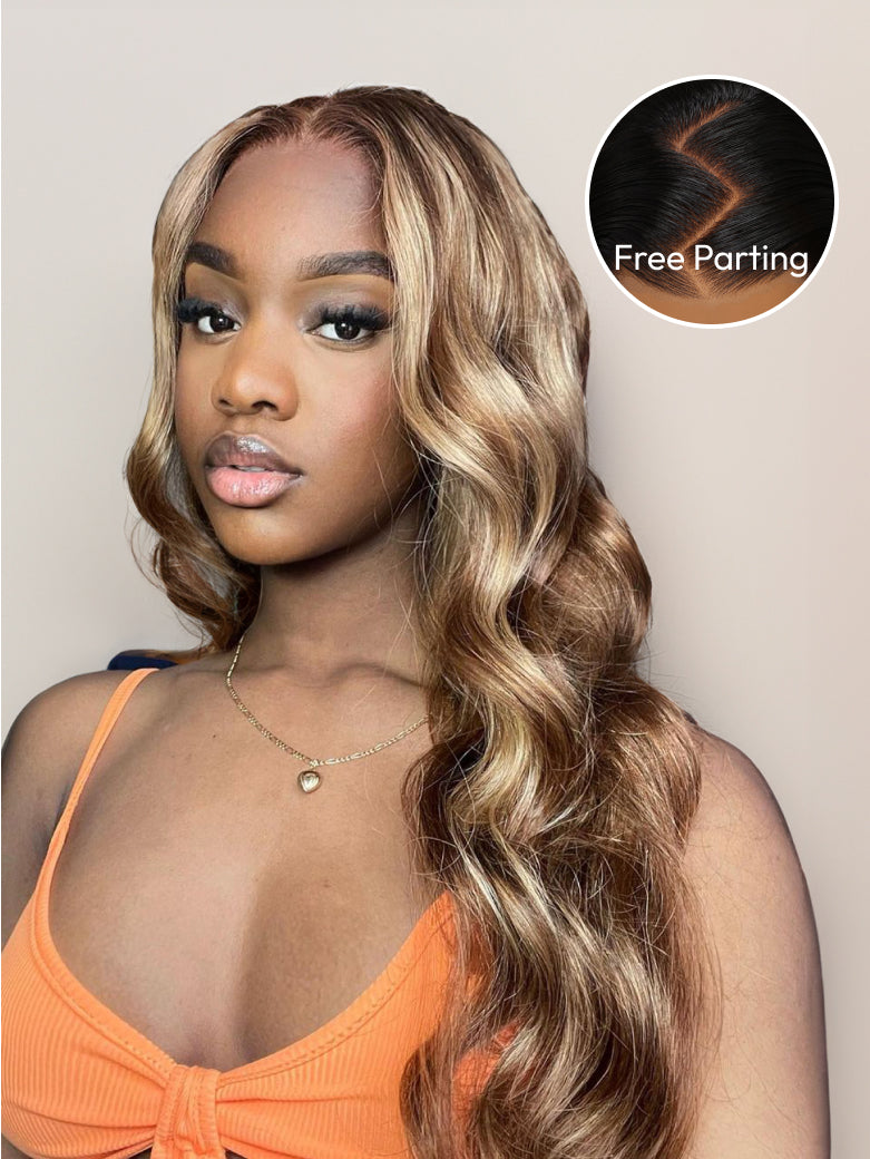 Natural For Hair Pre Series 13x4 Highlight & Blonde Body Wave Wig With 100% Human Hair