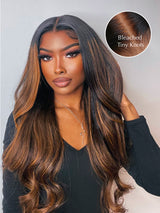 Natural For Hair Pre Series 13x4 Brown & Blonde Highlights Body Wave Wig With 100% Human Hair