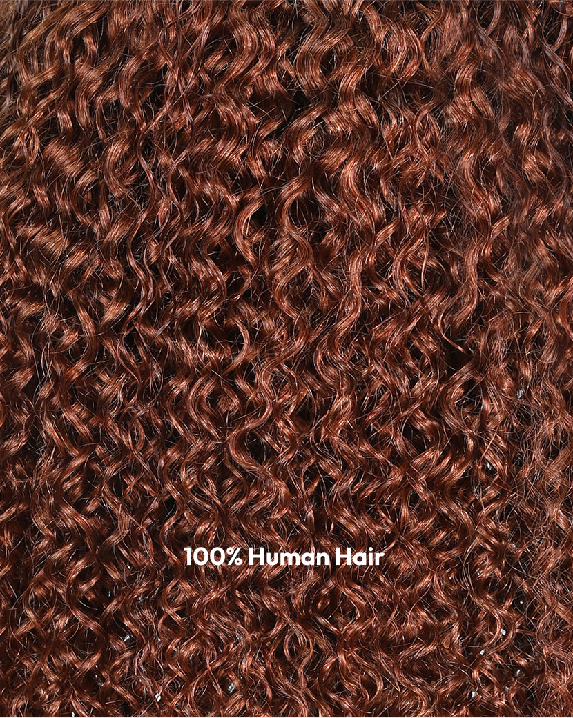 Natural For Hair Pre Series 4x4 Light Brown & Reddish Brown Jerry Curly Bob Wigs With 100% Human Hair