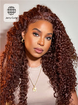 Natural For Hair 13x4 Black&Reddish Brown Jerry& Kinky Curly Wig With 100% Human Hair