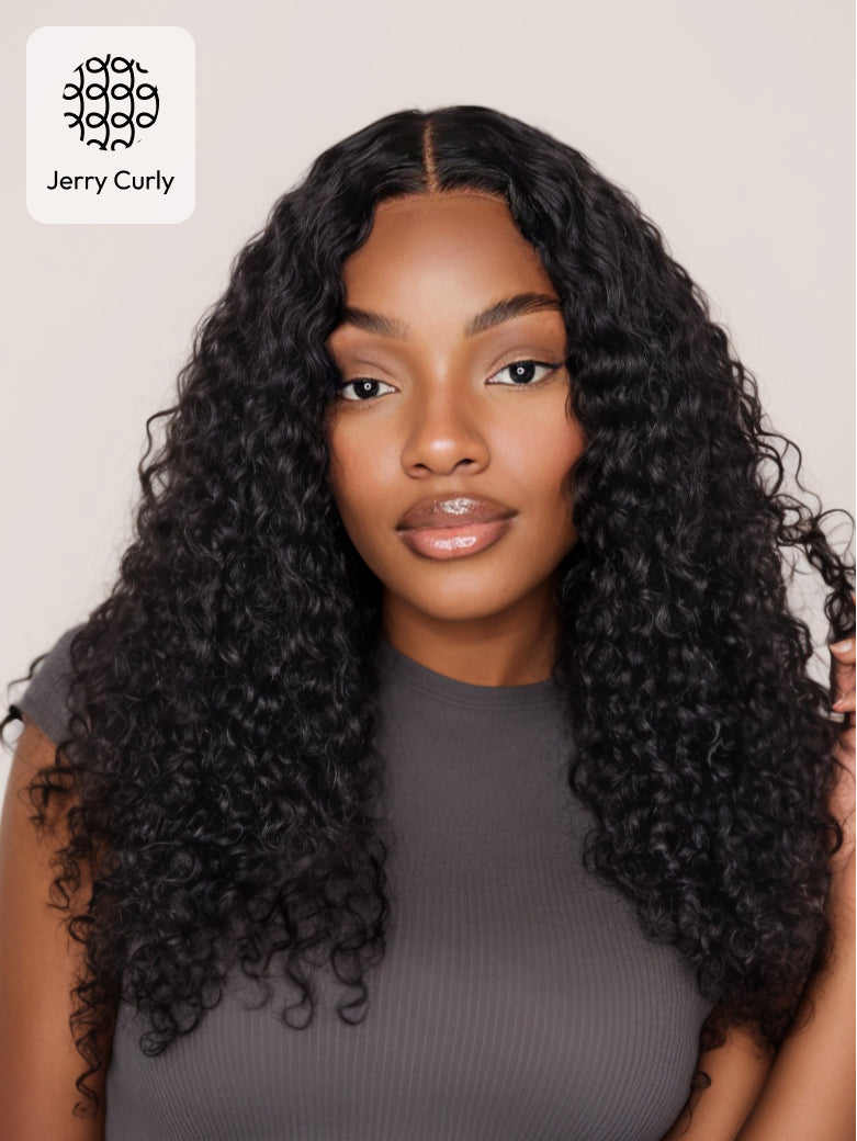 Natural For Hair Pre Series 5x5 Black&Reddish Brown Jerry&Kinky Curly Wig With 100% Human Hair