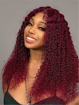 Natural For Hair Pre Series 5x5 Brown & Highlight & Burgundy Jerry Curly Wig With 100% Human Hair