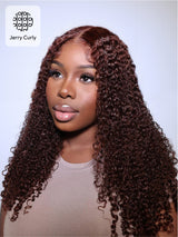 Natural For Hair Pre Series 7x5 Black&Reddish Brown Jerry&Kinky Curly Wig With 100% Human Hair