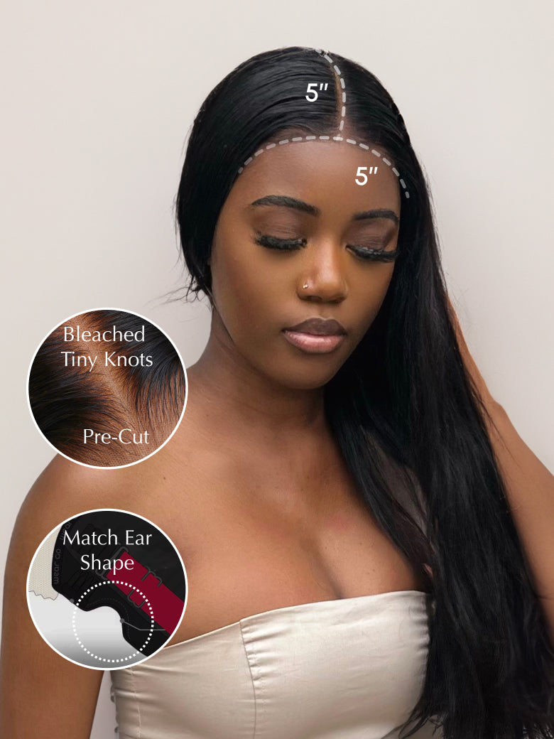 Natural For Hair Pre Series 5x5 Black Straight Wig With 100% Human Hair