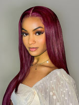 Natural For Hair Pre Series 7x5 Honey Blonde & Burgundy Straight Wig With 100% Human Hair