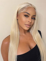 Natural For Hair 13x0.5 T Mid Part Black & Blonde Straight Wig With 100% Human Hair