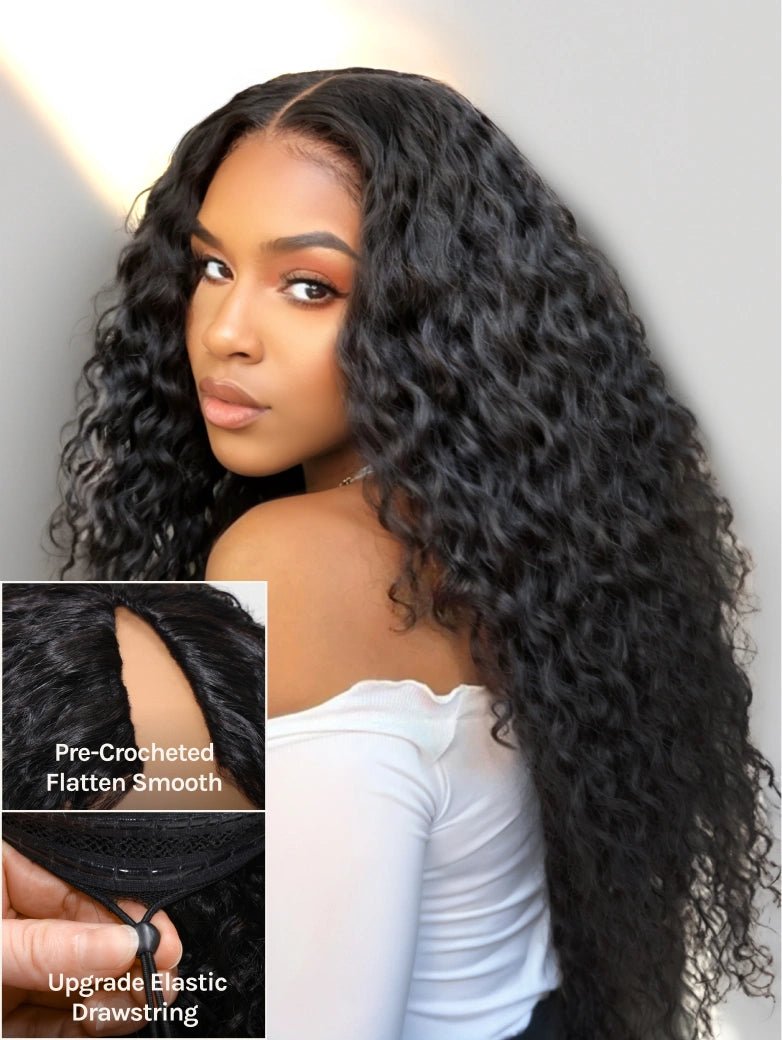 Natural For Hair  V-Part 2.0 Glueless Jerry&Kinky Curly Coily Wigs No Leave Out  Wig With 100% Human Hair