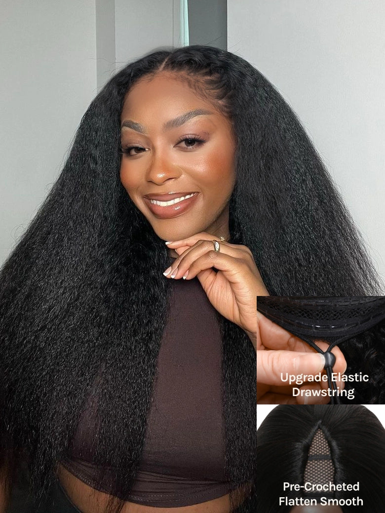 Natural For Hair  V-Part 2.0 Kinky Straight Glueless  Wigs100% Human hair and  Black Women natural hair