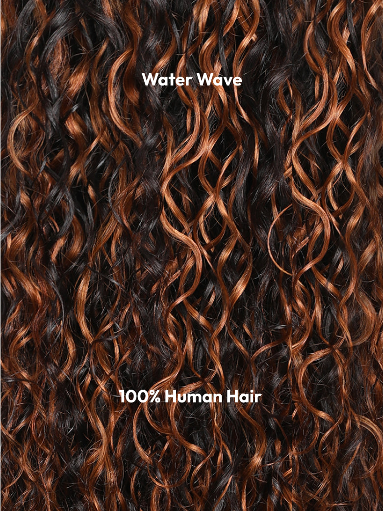 Natural For Hair 13x4 Brown&Blonde Highlights Water Wave Wig With 100% Human Hair