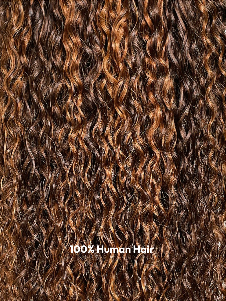 Natural For Hair Pre Series 5x5 Brown&Blonde Highlights Water Wave Wig With 100% Human Hair