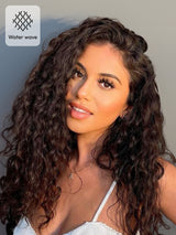 Natural For Hair Pre Series 13x4 Black & Reddish Brown Water&Deep Wave Wig With 100% Human Hair