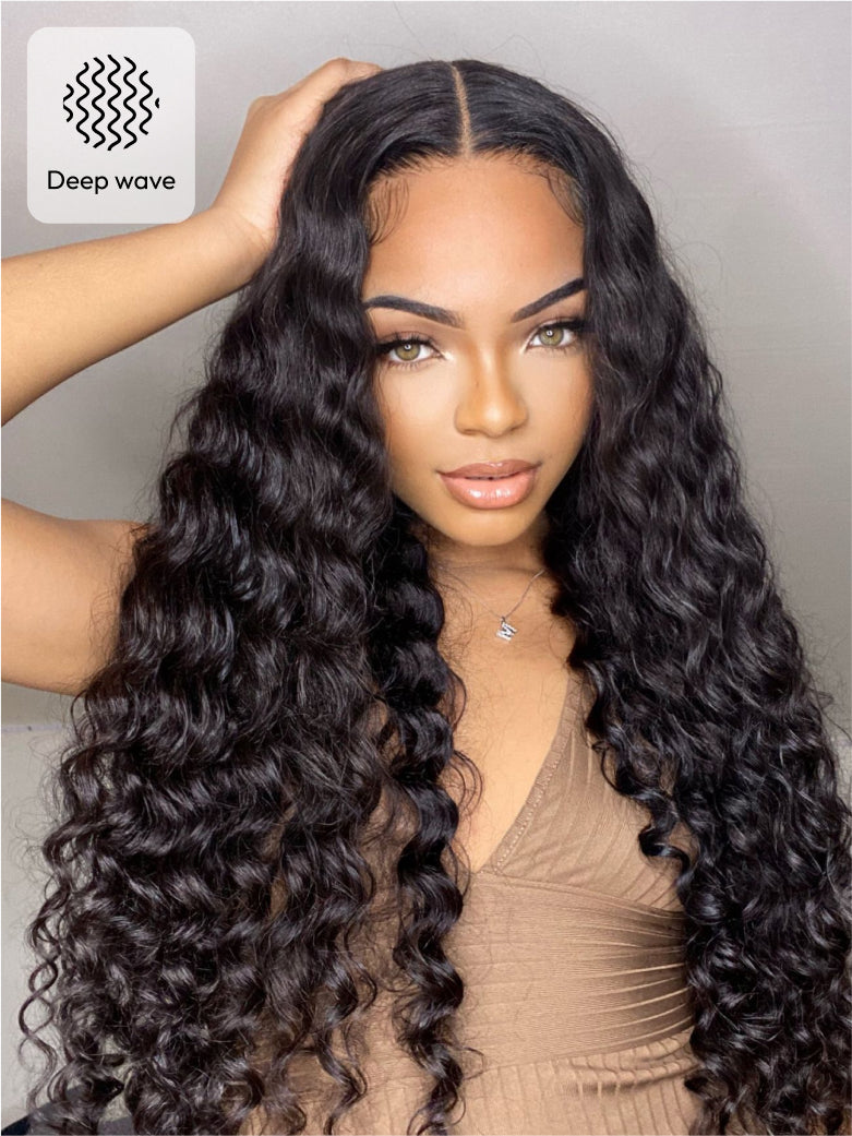 Natural For Hair Pre Series 5x5 Black&Blonde Highlight Water&Deep Wave Wig With 100% Human Hair