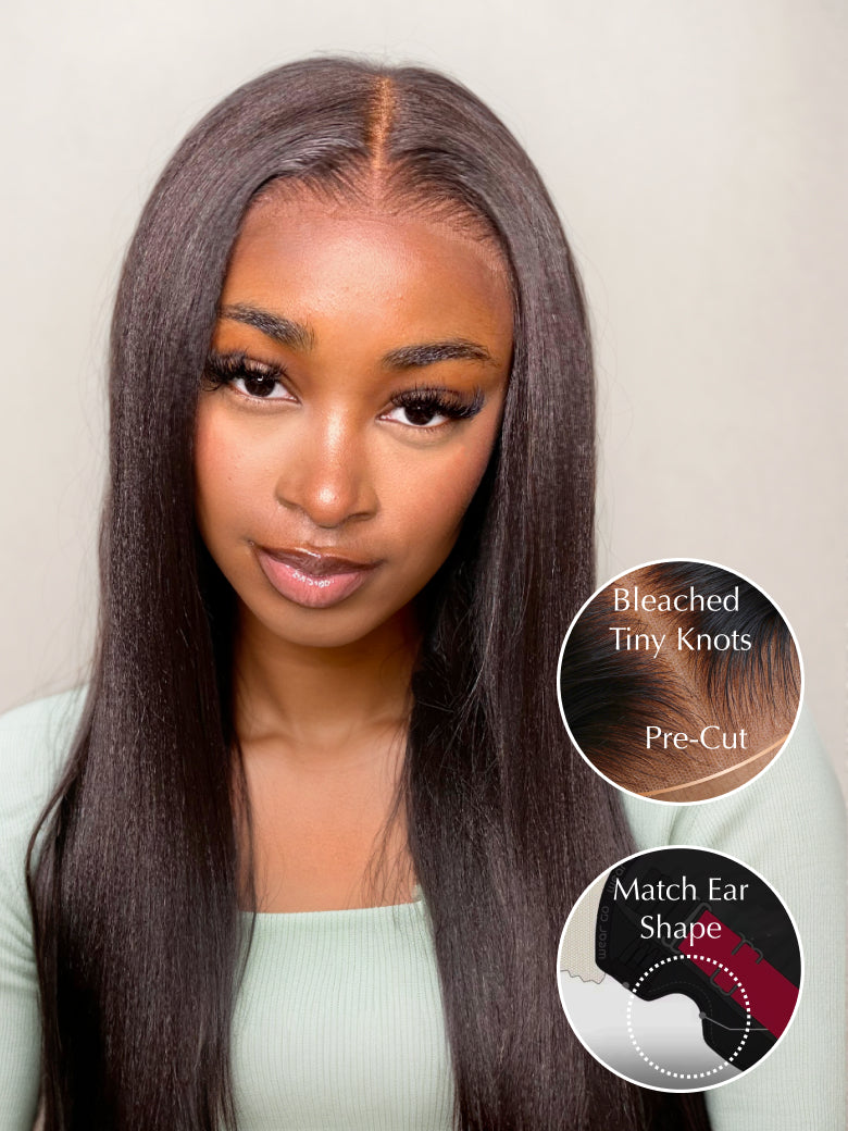 Natural For Hair Pre Series 7x5 Natural Black Yaki Straight Wig With 100% Human Hair